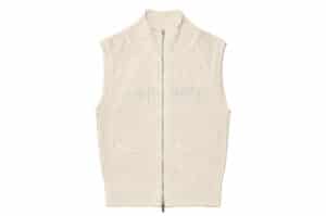 Matin Kim Back Logo High Neck Knit Vest Light Beige KV006