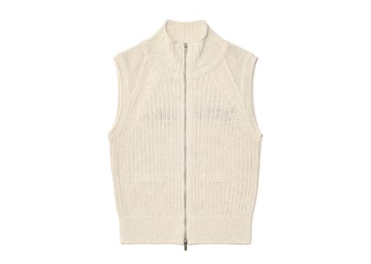 Matin Kim Back Logo High Neck Knit Vest Light Beige KV006