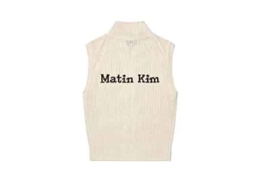 Matin Kim Back Logo High Neck Knit Vest Light Beige KV006 - Image 2