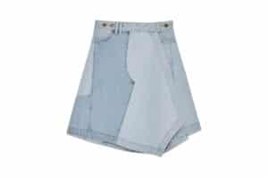 Matin Kim Denim Mixed Flare Shirt Light Blue DN017