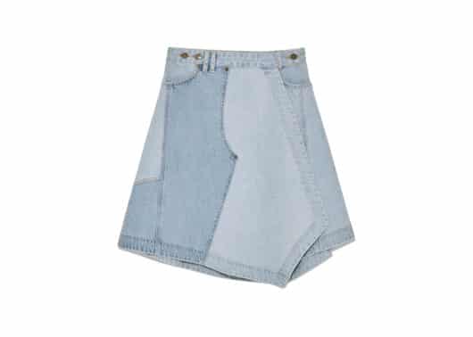 Matin Kim Denim Mixed Flare Shirt Light Blue DN017
