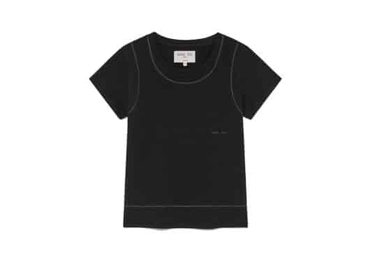 Matin Kim Stitch Point Small Logo Top Black TS029