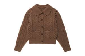 Rolarola Cable Collar Knit Cardigan Brown