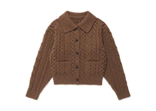 Rolarola Cable Collar Knit Cardigan Brown
