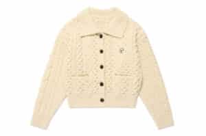 Rolarola Cable Collar Knit Cardigan Ivory