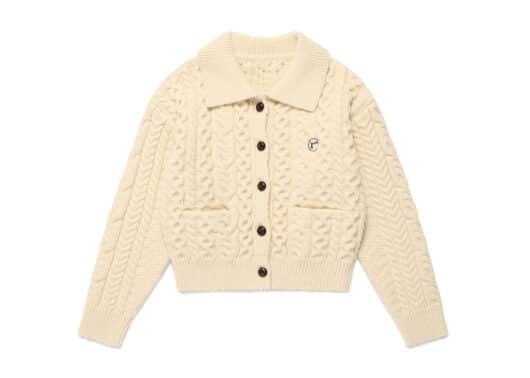 Rolarola Cable Collar Knit Cardigan Ivory