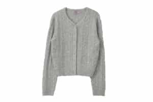 Rolarola Puff Sleeve Cable Cardigan Melange Gray