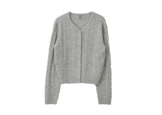 Rolarola Puff Sleeve Cable Cardigan Melange Gray