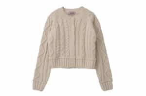 Rolarola Wool Blended Cable Cardigan Ivory