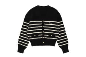 Rolarola Wool Blended Stripe Cardigan Black