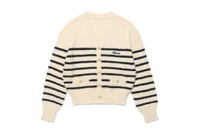 Rolarola Wool Blended Stripe Cardigan Ivory