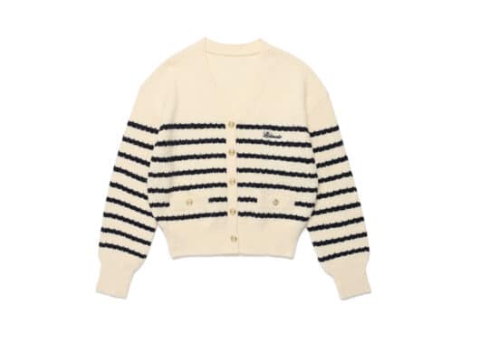 Rolarola Wool Blended Stripe Cardigan Ivory