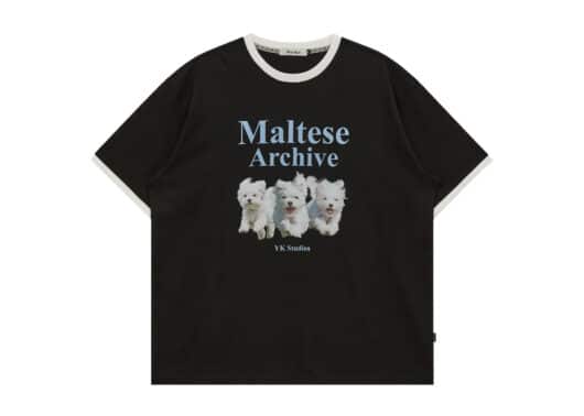 Wai Kei Maltese Archive Ringer Tee Black