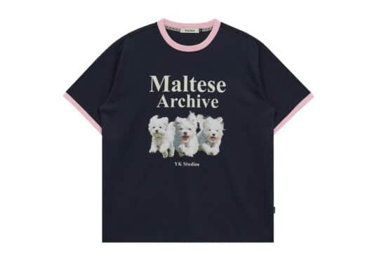 Wai Kei Maltese Archive Ringer Tee Navy
