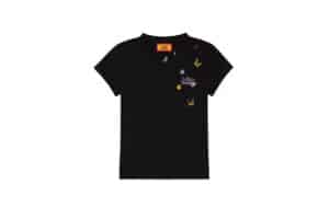 A Few Good Kids Embroidery Butterfly Print Slim Tee Black