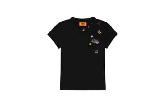 A Few Good Kids Embroidery Butterfly Print Slim Tee Black