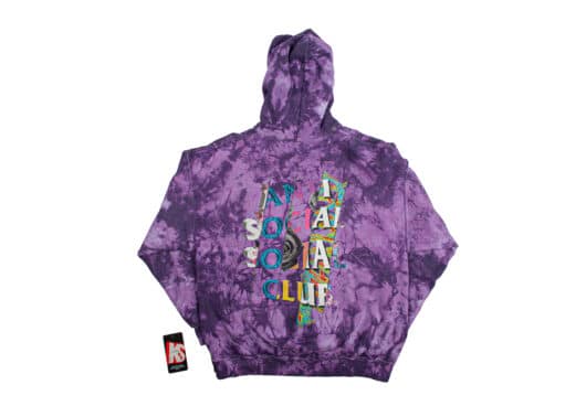 Anti Social Social Club Dissociative Hoodie Black/Purple Tie Dye - Image 2