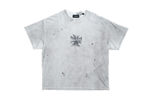 Haonanhuang Cross Printed Vintage Boxy Tee White H593