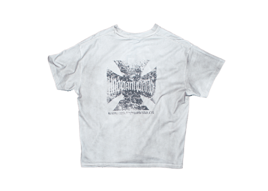 Haonanhuang Cross Printed Vintage Boxy Tee White H593 - Image 2