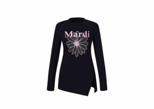 Mardi Mercredi AIRLIFT Side Slit The Flower Long Sleeve Tee Black Pink