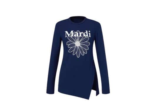 Mardi Mercredi AIRLIFT Side Slit The Flower Long Sleeve Tee Navy Ivory