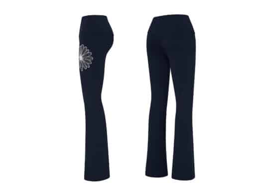 Mardi Mercredi Brushed Beurre Ultimate Comfort Bootcut Signature Flower Leggings Black Cream