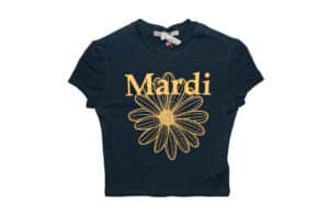 Mardi Mercredi FlowerMardi Cropped Tee Navy Tangerine