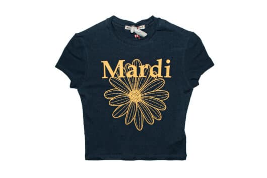 Mardi Mercredi FlowerMardi Cropped Tee Navy Tangerine