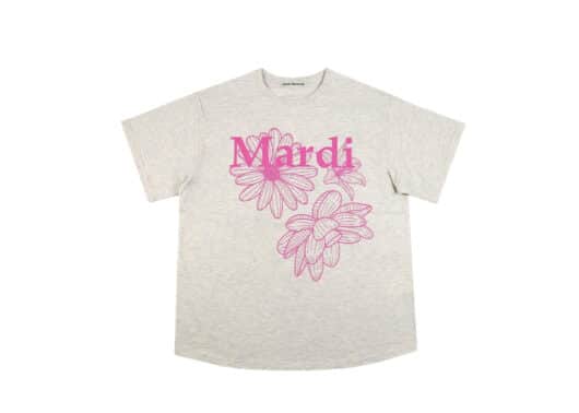 Mardi Mercredi Les Cadeaux Triple Flower Tee Oatmeal Pink