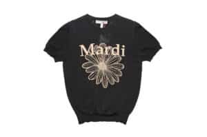 Mardi Mercredi Mardi Flower Knit Tophalf Sleeve Black Beige