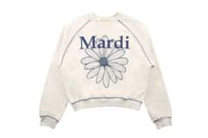 Mardi Mercredi Raglan Flowermardi Crewneck Oatmeal Blue