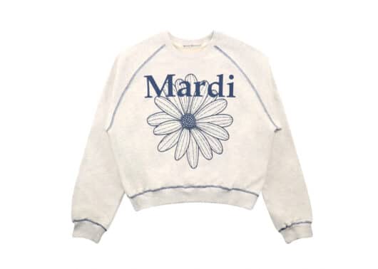 Mardi Mercredi Raglan Flowermardi Crewneck Oatmeal Blue
