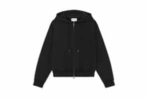 Matin Kim Applique Cutted Logo Zip Up Hoodie Black JP016