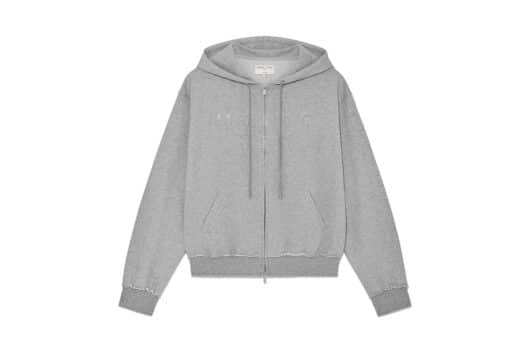 Matin Kim Applique Cutted Logo Zip Up Hoodie Grey JP016