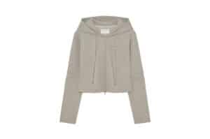 Matin Kim Sleeve Slit Point Hoody Zip Up Beige JP007
