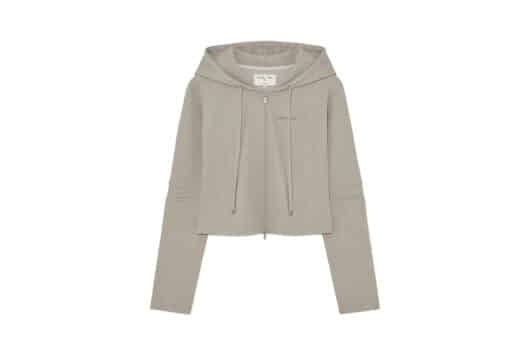 Matin Kim Sleeve Slit Point Hoody Zip Up Beige JP007