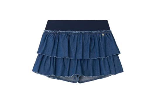 Ronron Cancan Ruffle Banding Denim Pantskirt Blue