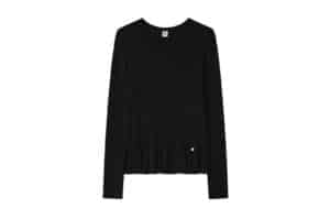 Ronron Pendant Ruffle Layered Slim Long Sleeve Black