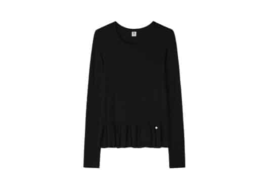 Ronron Pendant Ruffle Layered Slim Long Sleeve Black