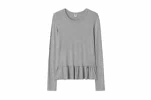 Ronron Pendant Ruffle Layered Slim Long Sleeve Grey