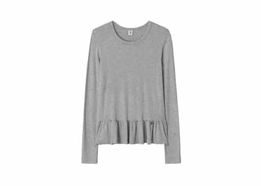 Ronron Pendant Ruffle Layered Slim Long Sleeve Grey