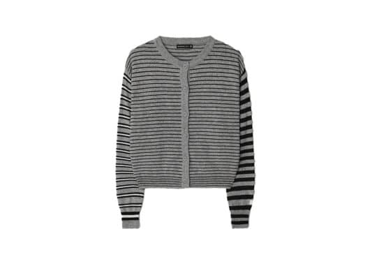 Ronron Stripe Harmony Knit Cardigan Black Grey