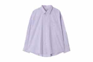 Ronron Stripe Stitch Heart Pocket Over Fit Shirt Pink