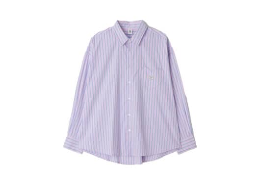 Ronron Stripe Stitch Heart Pocket Over Fit Shirt Pink