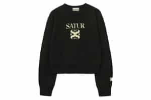 Satur Apero Volume Sleeve Crop Sweatshirt Black (W)