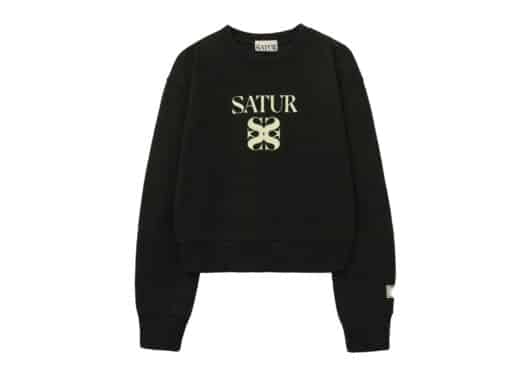 Satur Apero Volume Sleeve Crop Sweatshirt Black (W)