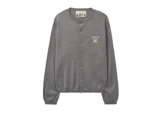 Satur Basic Crew Neck Fine Cardigan Melange Gray (W)