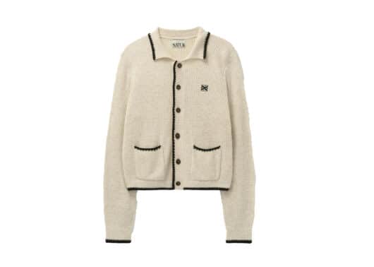 Satur Bluff Raccoon Collar Knit Cardigan Cream (W)