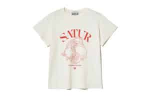 Satur Capri Citron Drawing Summer Graphic Tee Cream Orange (W)