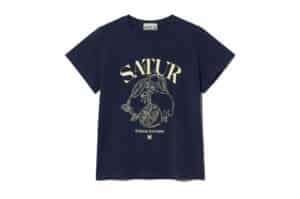 Satur Capri Citron Drawing Summer Graphic Tee Sunset Navy (W)